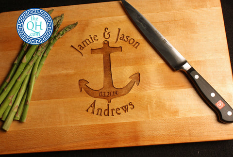 Personalized Cutting Board Sailing Anchor Wedding | BOOS