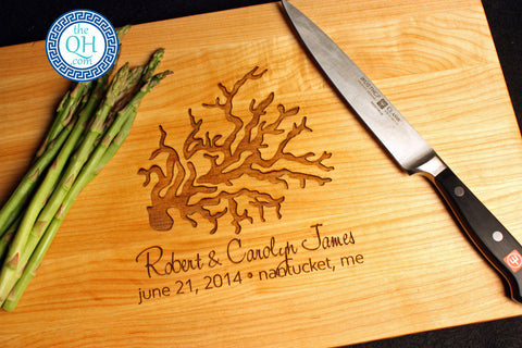Coral Personalized Cutting Board Wedding Beach House Gift
