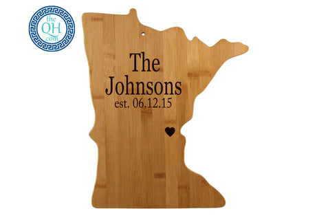 Minnesota Shaped Cutting Board Serving Tray Gift