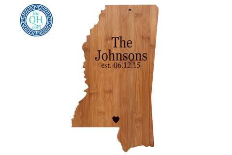 Mississippi Shaped Cutting Board Serving Tray Gift