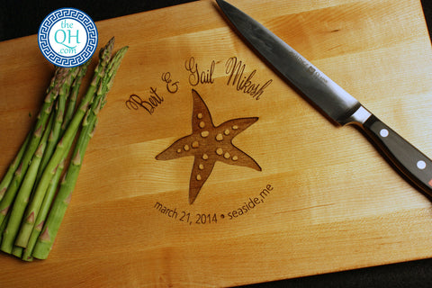 Starfish Personalized Cutting Board Wedding Beach Gift