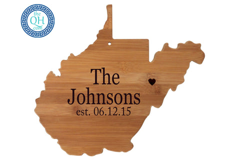 West Virginia Shaped Cutting Board Serving Tray Gift