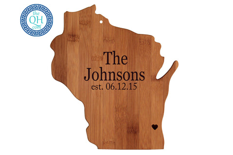 Wisconsin Shaped Cutting Board Serving Tray Gift
