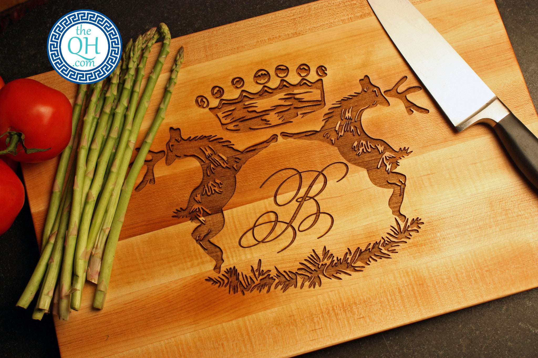 Personalized Cutting Board | BOOS | Stag Deer Crest